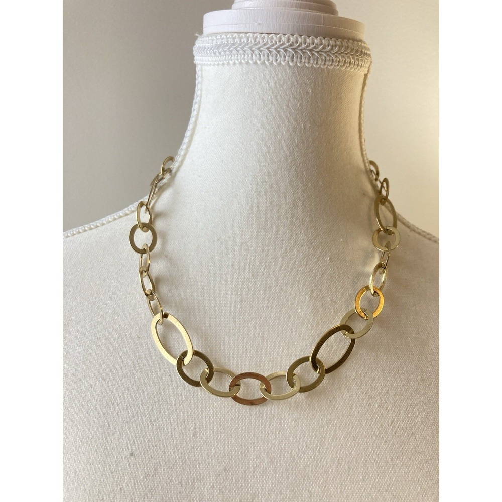 Carolee Gold Tone Geometric Link‎ Necklace Modern Chunky Chain Statement Couture